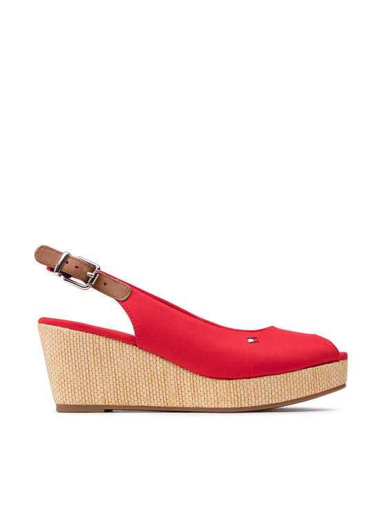 Tommy Hilfiger Espadrile Tommy Hilfiger Iconic Elba Sling Back Wedge FW0FW04788 Roșu