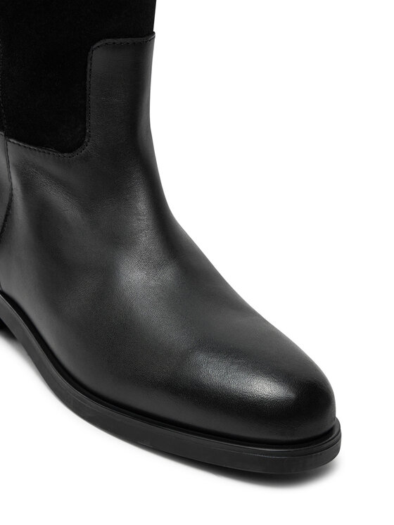 Tommy Hilfiger Csizma Tommy Hilfiger Th Stud Leather Mix Long Boot FW0FW08341 Fekete
