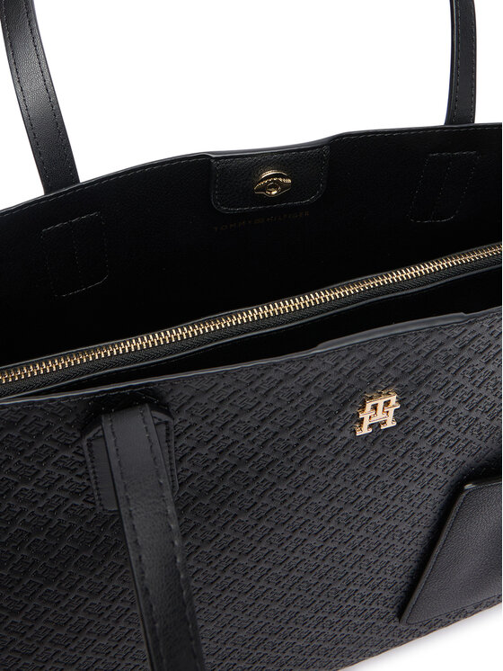 Tommy Hilfiger Geantă Tommy Hilfiger Th Icon Tote Mono AW0AW19004 Negru