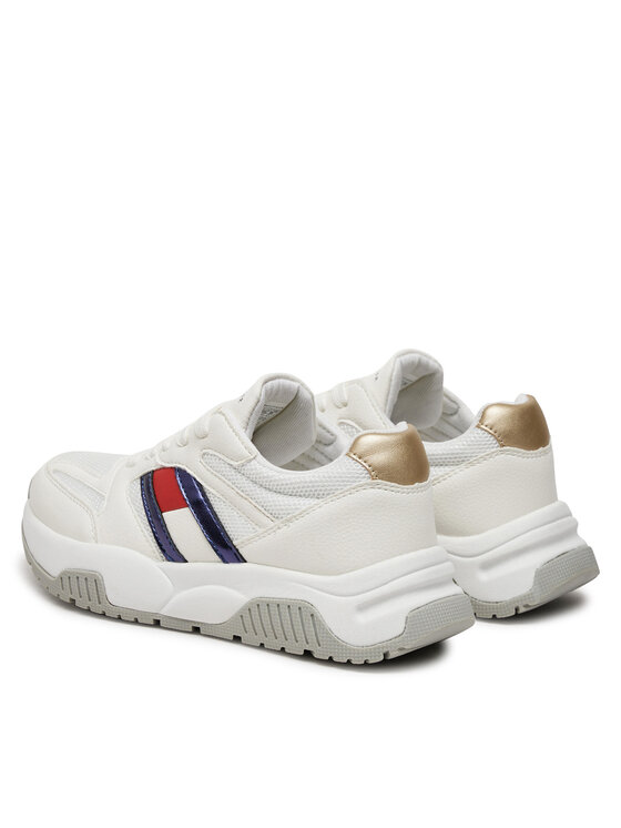 Tommy Hilfiger Sneakersy Tommy Hilfiger Flag Low Cut Lace-Up Sneaker T3A9-33550-1697 S Biela