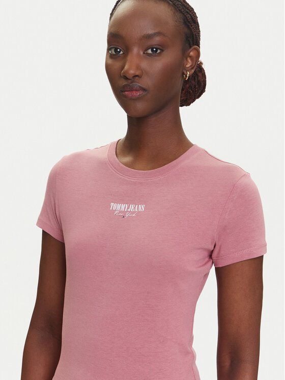 Tommy Jeans Tommy Jeans T-shirt Essential DW0DW20913 Rosa Slim Fit