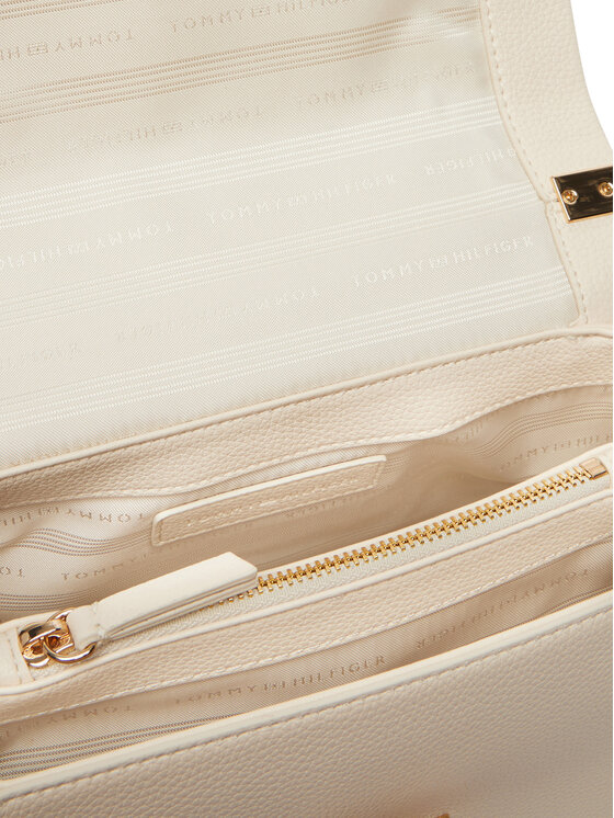Tommy Hilfiger Torbica Tommy Hilfiger Th Monogram Pebble Grain Crossbody Bag AW0AW17216 Krem