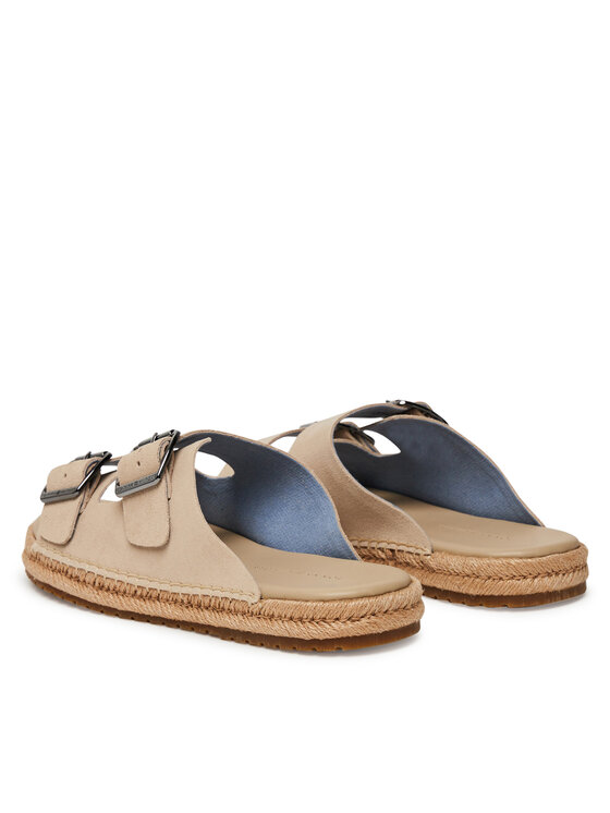 Tommy Hilfiger Espadrilky Tommy Hilfiger Flex Jutte Hilfiger Suede Sandal FM0FM05503 Béžová