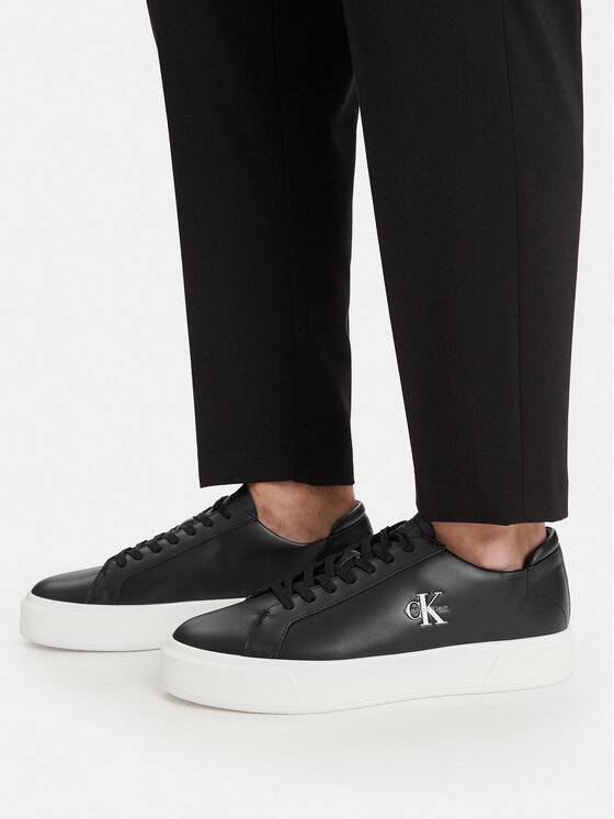 Calvin Klein Sneakersy Calvin Klein Basket Cupsole Laceup Lth Ml YM0YM01460 Čierna