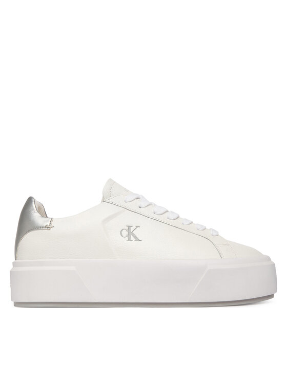 Calvin Klein Laisvalaikio batai Calvin Klein Flatform Lace Up Lth Met YW0YW01929 Balta