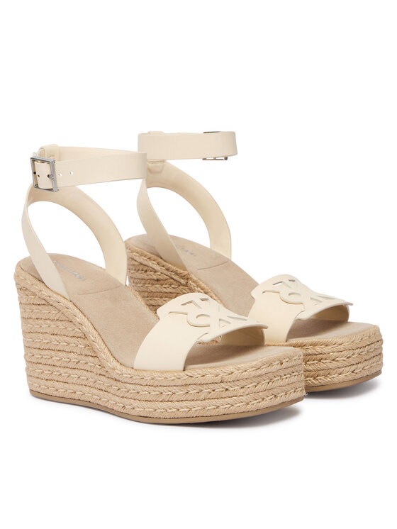 Calvin Klein Espadryle Calvin Klein Wedge Espad 70 Embl Lth HW0HW02897 Beżowy