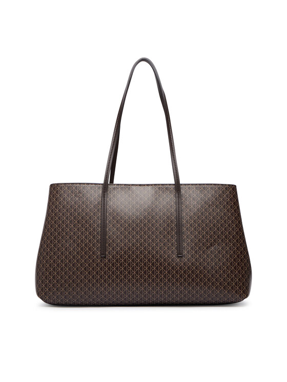 Calvin Klein Τσάντα Calvin Klein Emblem Aop Medium Work Tote LV04F3786G Σκούρο καφέ