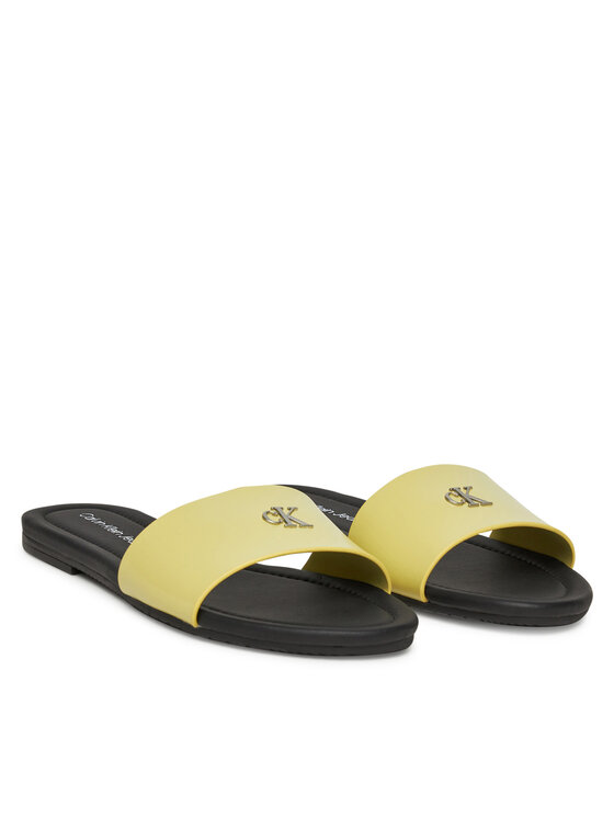 Calvin Klein Jeans Şlapi Calvin Klein Jeans Flat Sandal Slide Mg YW0YW01697 Galben