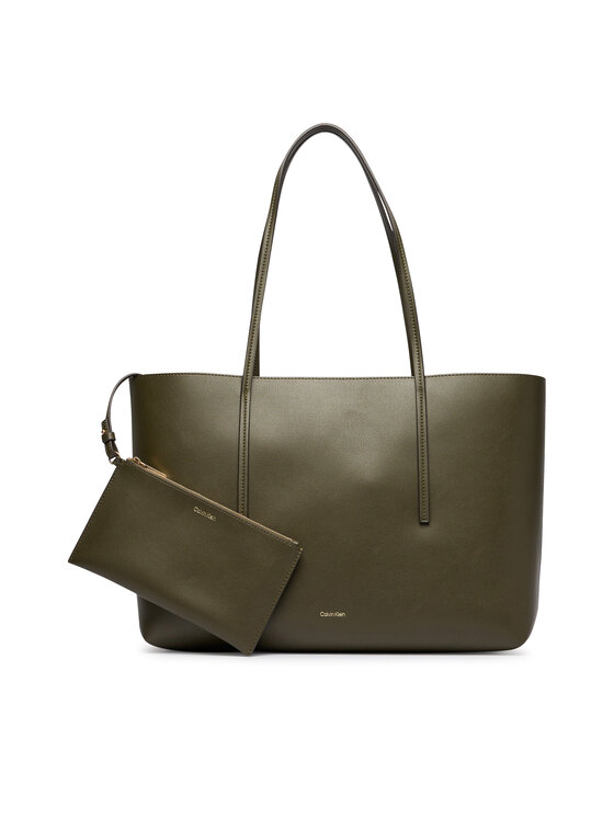 Calvin Klein Torebka Calvin Klein Foil Logo Tote W/Pouch LV04F3274G Zielony ciemny