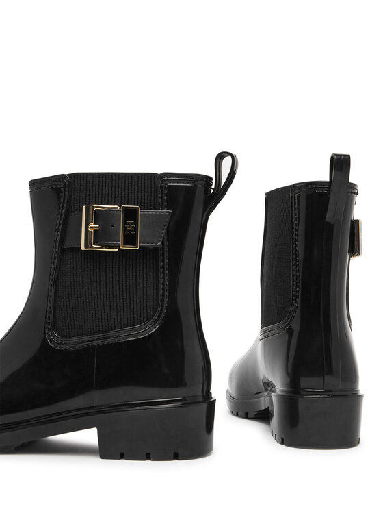 Tommy Hilfiger Gumijasti škornji Tommy Hilfiger Th Buckle Glossy Ankle Rain Boot FW0FW09543 Črna