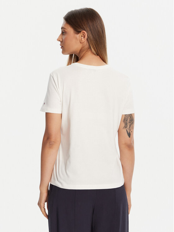 Tommy Hilfiger Tommy Hilfiger Camiseta Gold Crest WW0WW46153 Blanco Regular Fit