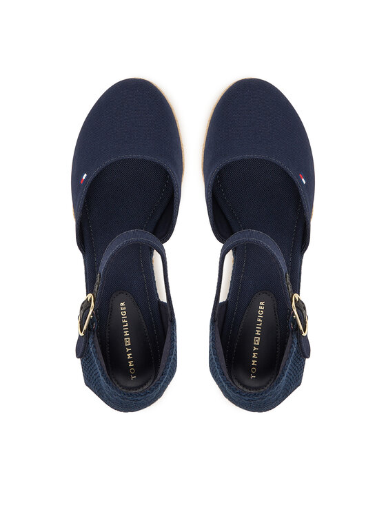 Tommy Hilfiger Espadrile Tommy Hilfiger Mid Wedge Espad Closed Toe FW0FW09233 Mornarsko modra