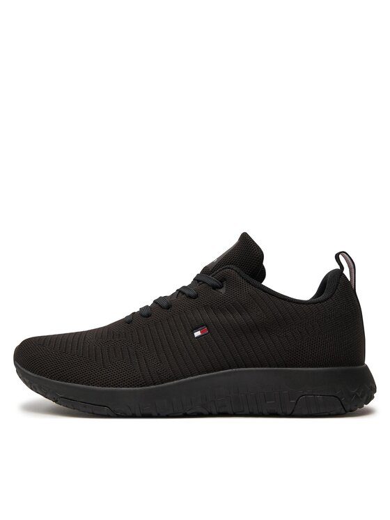 Tommy Hilfiger Sneakersy Tommy Hilfiger Corporate Knit Rib Runner FM0FM02838 Čierna