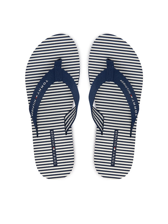 Tommy Hilfiger Žabky Tommy Hilfiger Th Ithaca Stripe Summer Sandal FW0FW09192 Tmavomodrá