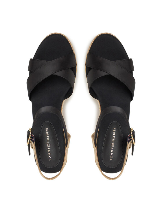 Tommy Hilfiger Alpargatas Tommy Hilfiger Satin High Wedge Espadrille FW0FW08602 Negro