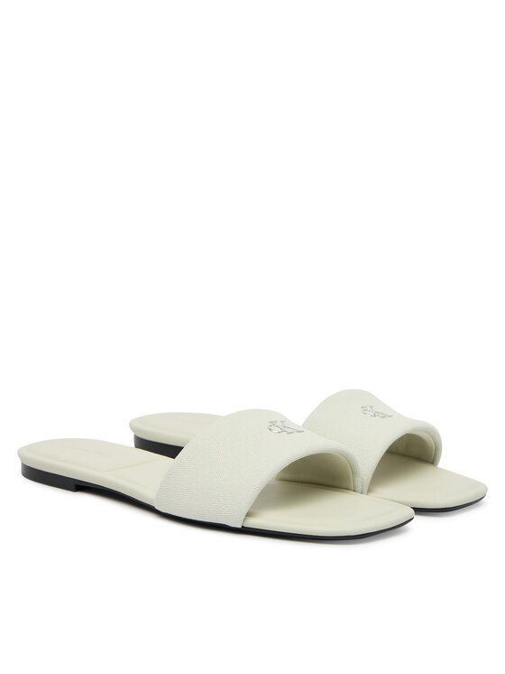 Calvin Klein Iešļūcenes Calvin Klein Square Flat Sndl Canvas Hw HW0HW03129 Balts