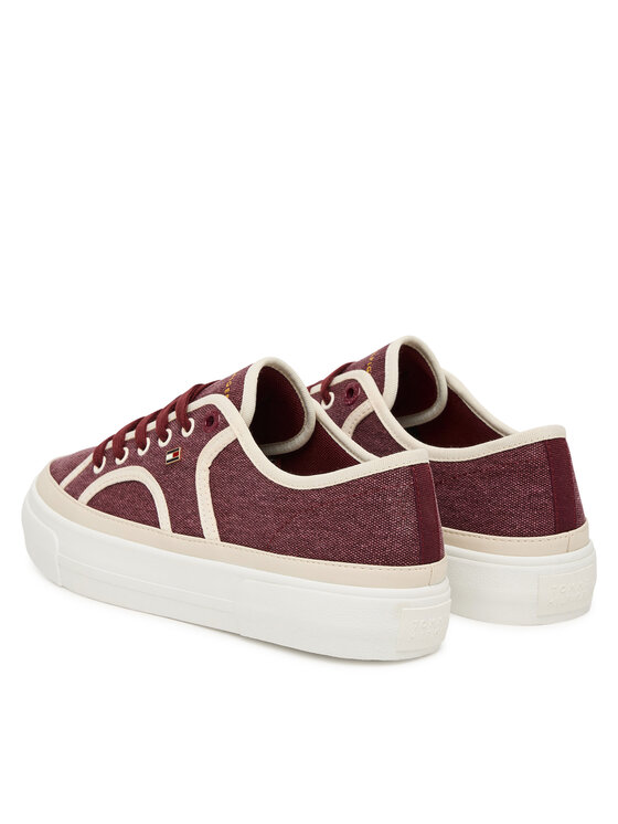 Tommy Hilfiger Tenisky Tommy Hilfiger Platform Vulc Sneaker Piping FW0FW09394 Bordó