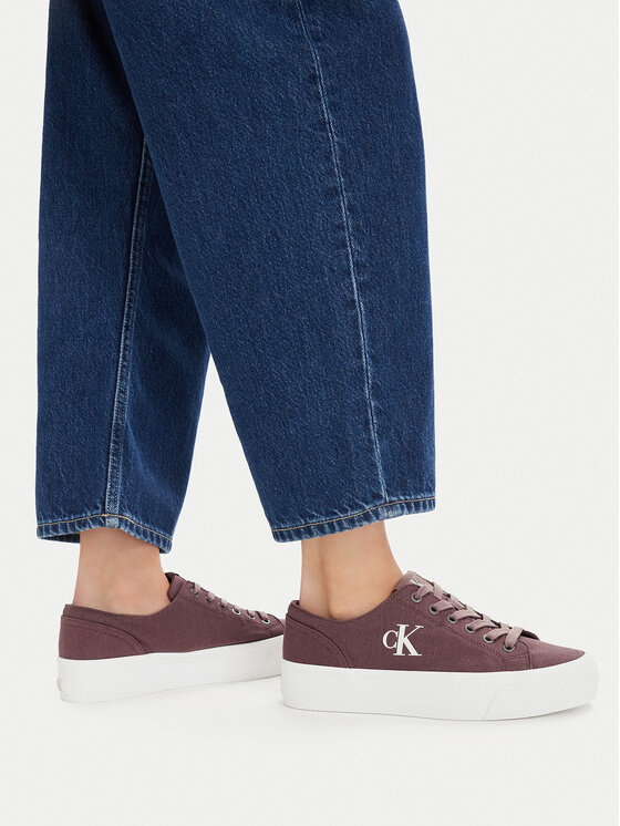 Calvin Klein Jeans Αθλητικά Calvin Klein Jeans Vulc Flatform Low Canvas Mg YW0YW01763 Μπορντό