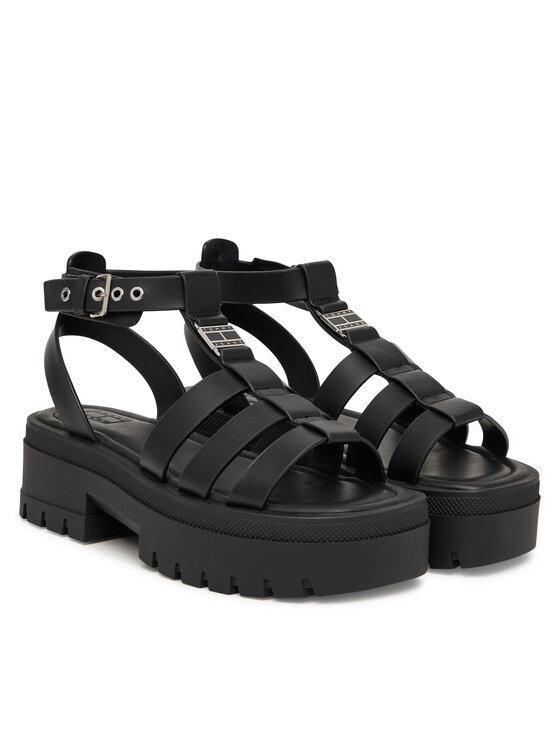 Tommy Jeans Sandale Tommy Jeans Tjw Fisherman Leather Max Sandal EN0EN02943 Negru