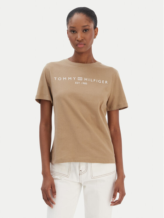 Tommy Hilfiger Tommy Hilfiger Camiseta Logo WW0WW40276 Beis Regular Fit