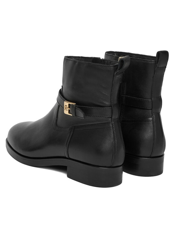 Tommy Hilfiger Čizme Tommy Hilfiger Th Buckle Riding Leather Bootie FW0FW08781 Crna