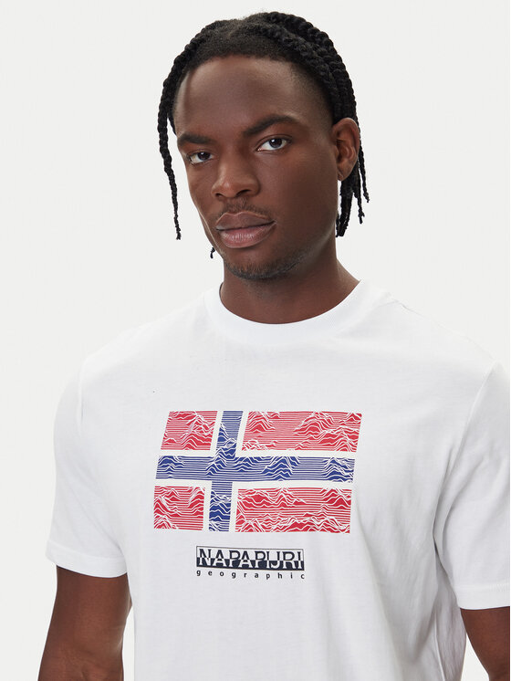 Napapijri Napapijri Camiseta S-Drapeau Ss NP0A891K Blanco Regular Fit