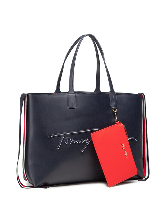 Tommy Hilfiger Borsetta Tommy Hilfiger Iconic Tommy Tote Signature AW0AW09707 Blu scuro