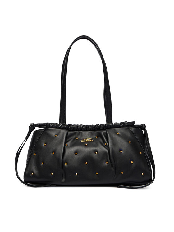 Tommy Hilfiger Τσάντα Tommy Hilfiger Soft Leather Shoulder Bag Studs AW0AW19338 Μαύρο
