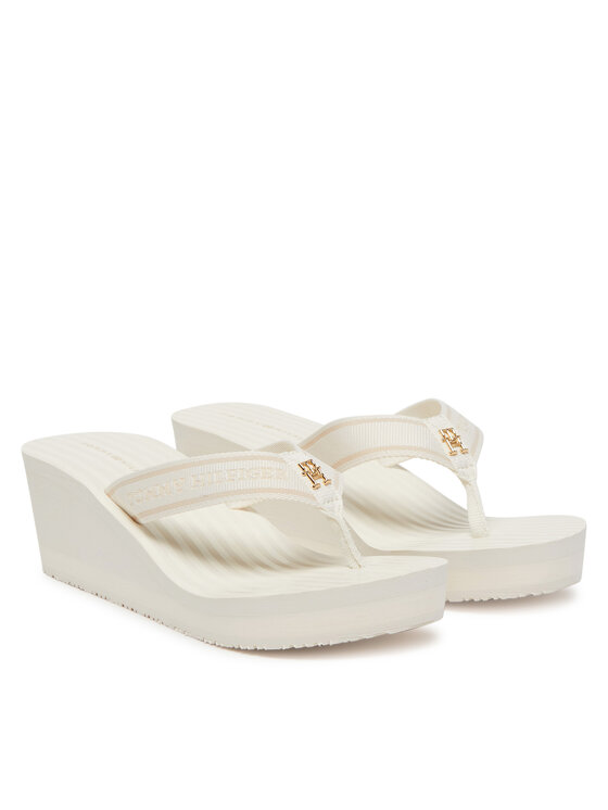 Tommy Hilfiger Žabky Tommy Hilfiger Th Stripes Wedge Beach Sandal FW0FW08521 Bílá