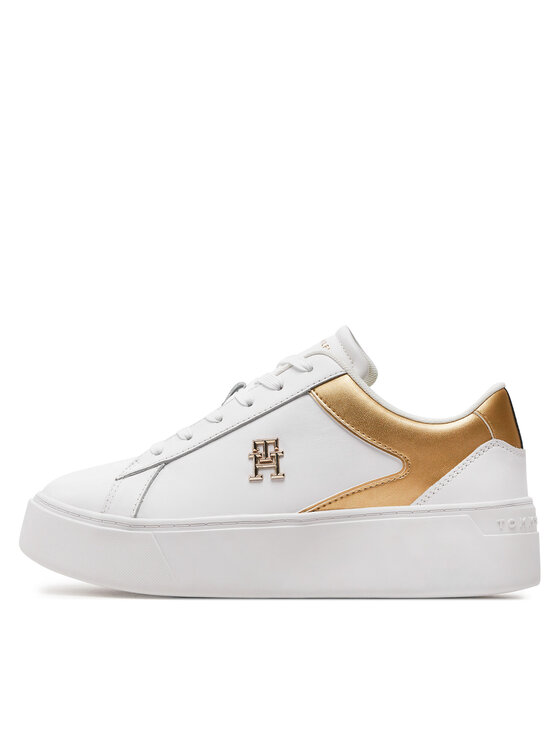 Tommy Hilfiger Sneakersy Tommy Hilfiger Th Platform Court Sneaker Gld FW0FW08073 Bílá