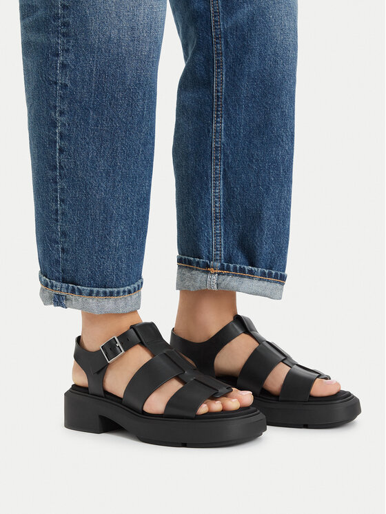 Calvin Klein Sandały Calvin Klein Chunky Sandal Fisherm Lth HW0HW02904 Czarny