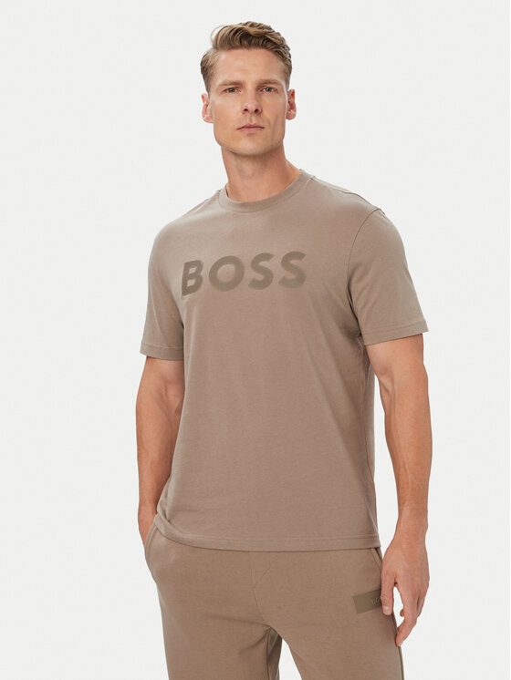 BOSS BOSS Camiseta Structure Logo 50566883 Beis Regular Fit