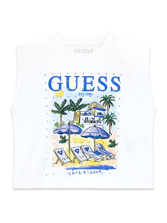 Guess Guess Top J6GI12 K8HM4 Blanco Regular Fit