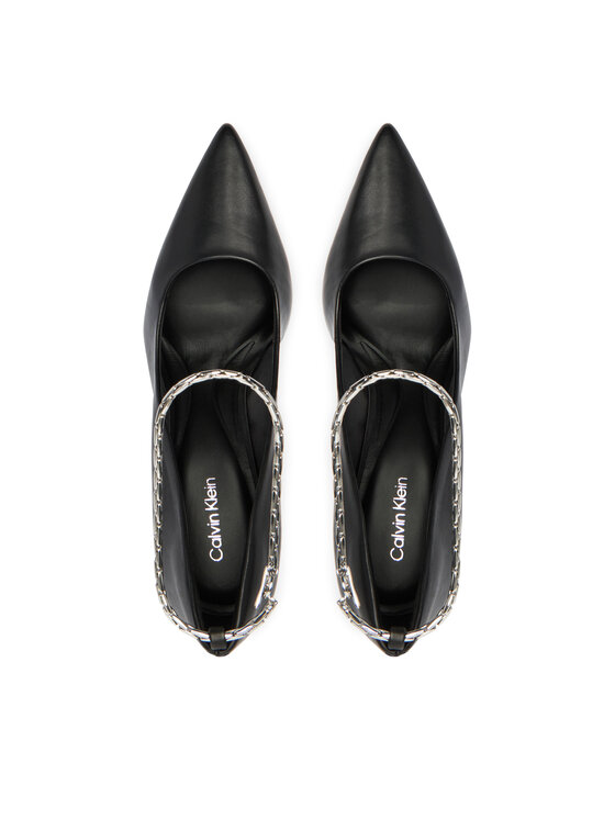 Calvin Klein Lodičky Calvin Klein Ess Stiletto Hdw Chain Lth 90 HW0HW02718 Čierna