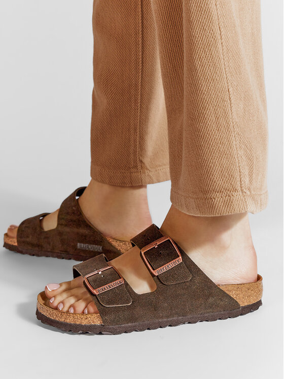 Birkenstock Klapki Birkenstock Arizona zamsz 0951313 Brązowy