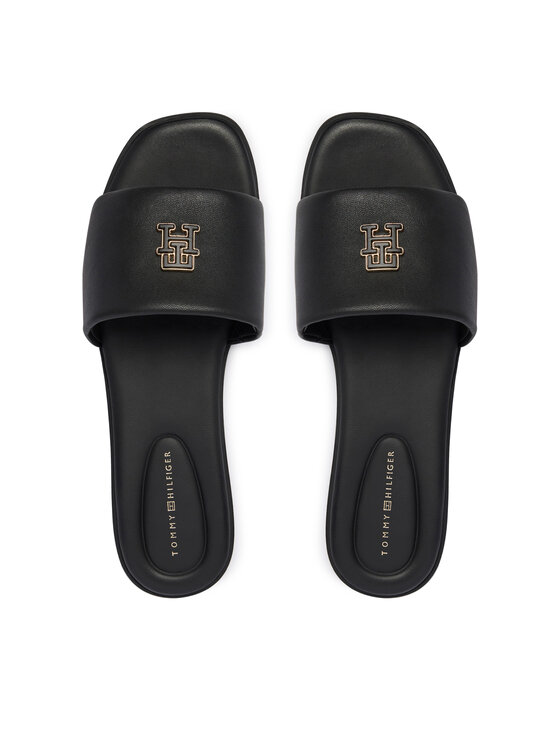 Tommy Hilfiger Klapki Tommy Hilfiger Th Logo Hardware Leather Mule FW0FW09292 Czarny