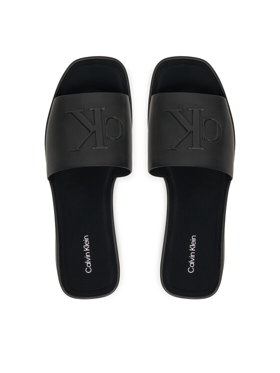 Calvin Klein Natikači Calvin Klein Flatf Sndl Lth Mg HW0HW03026 Črna