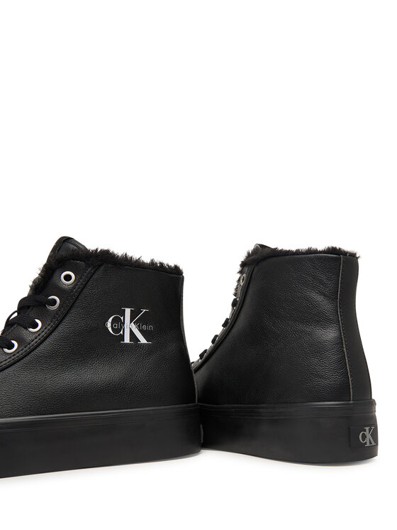 Calvin Klein Sneakers Calvin Klein Vulc Flatf Mid Laceup Lth Fur HW0HW03234 Negru
