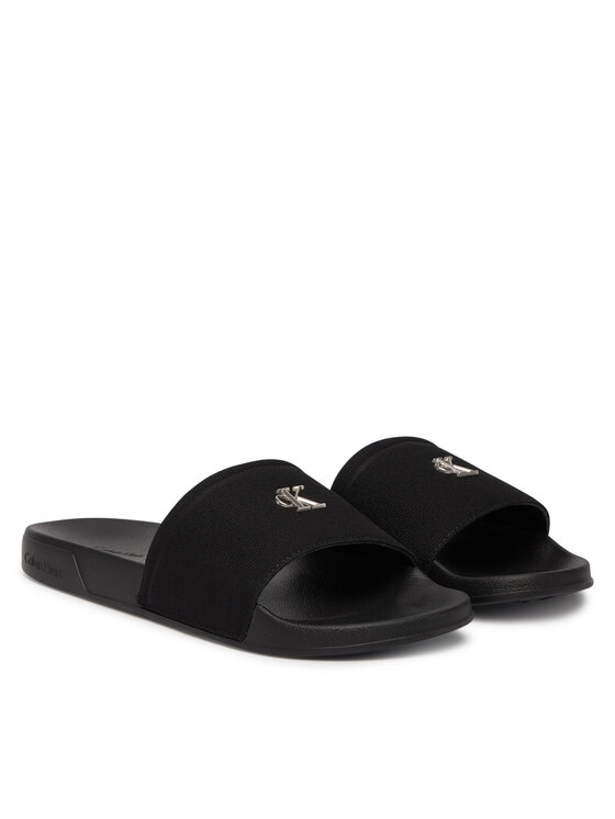 Calvin Klein Šlepetės Calvin Klein Nemo - Canvas Signature Logo Sliders HW0HW02960 Juoda