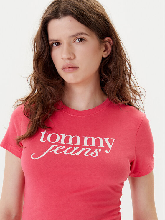Tommy Jeans Tommy Jeans T-shirt Essential DW0DW19447 Rosa Slim Fit