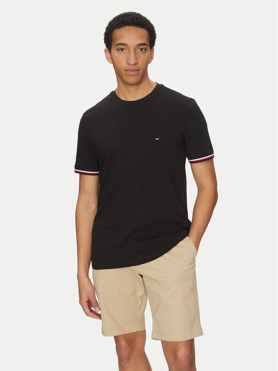 Tommy Hilfiger Tommy Hilfiger T-shirt Global Stripe MW0MW38630 Crna Regular Fit