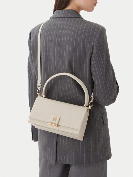Tommy Hilfiger Geantă Tommy Hilfiger Th Monogram Pebble Grain Crossbody Bag AW0AW17216 Crem