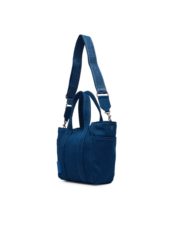 Calvin Klein Geantă Calvin Klein Webbing Strap Canvas Small Tote LV04F3384G Albastru