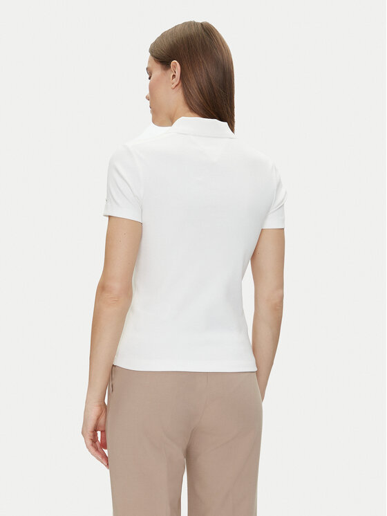Tommy Hilfiger Tommy Hilfiger Polo majica Slim Gold Button Polo Ss WW0WW45436 Bela Regular Fit