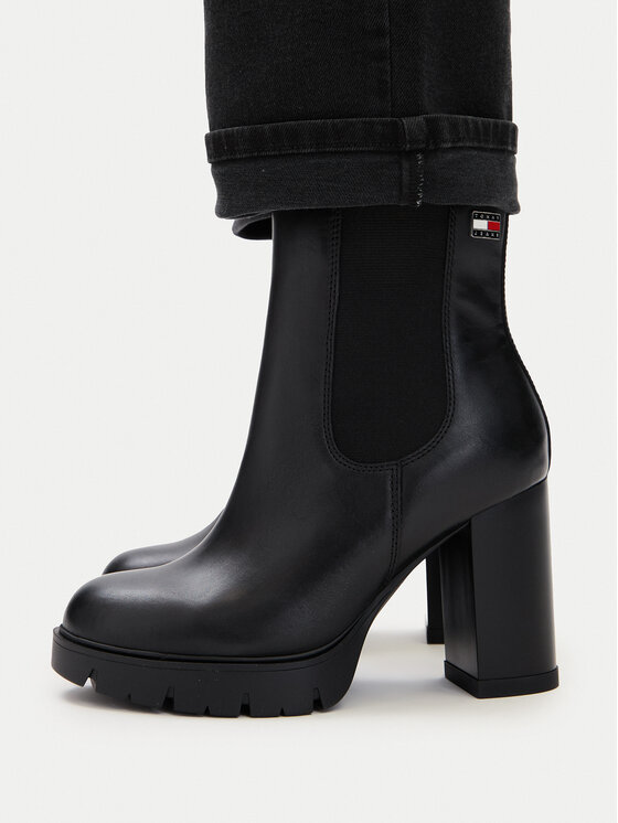 Tommy Jeans Botki Tommy Jeans Tjw Chelsea High Heel Boots EN0EN03112 Czarny