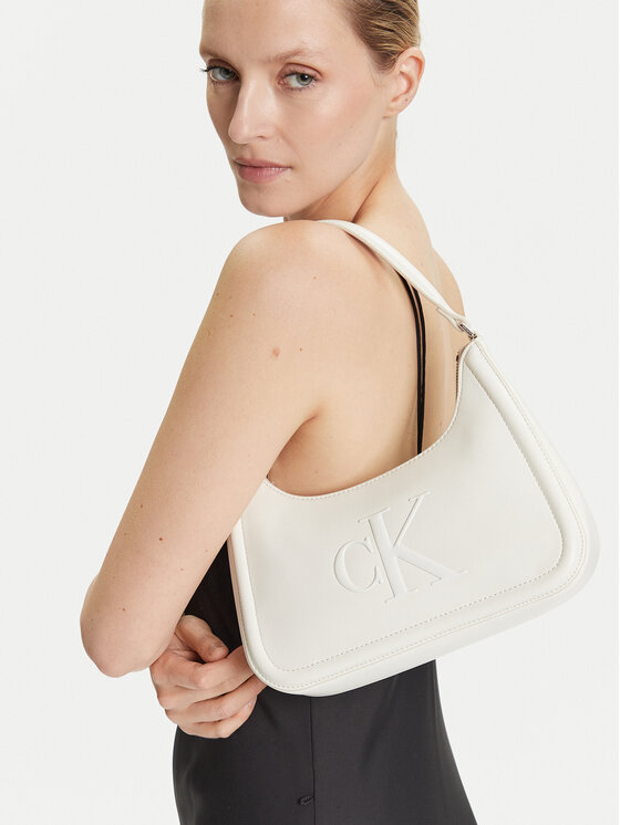 Calvin Klein Borsetta Calvin Klein Bold Ck Small Shoulder Bag LV04F3230G Bianco