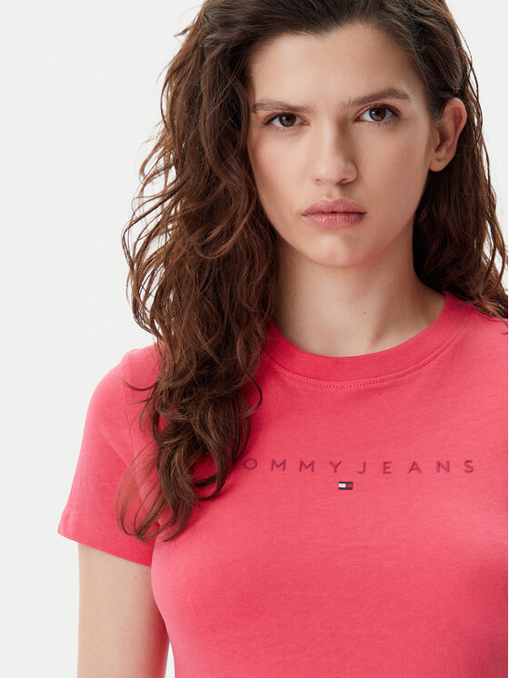Tommy Jeans Tommy Jeans Majica Tonal Linear DW0DW20315 Roza Slim Fit