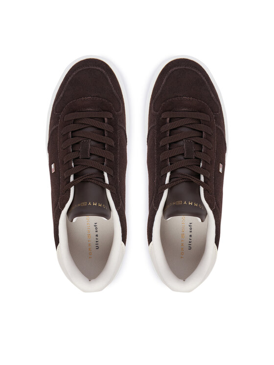 Tommy Hilfiger Sneakers Tommy Hilfiger Icon Court Light Leather FW0FW09593 Maro închis