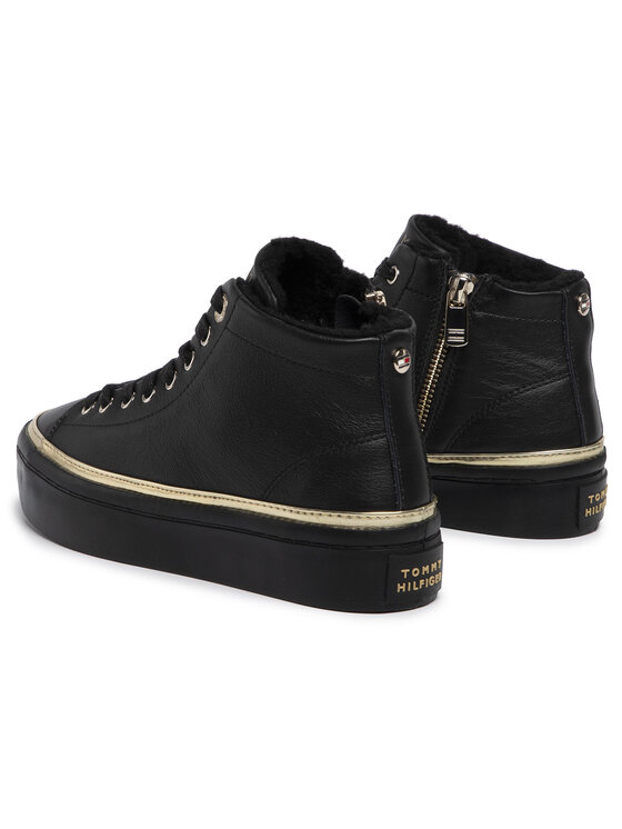 Tommy Hilfiger Sneakersy Tommy Hilfiger Midcut Cosy Leather Sneaker FW0FW04536 Čierna
