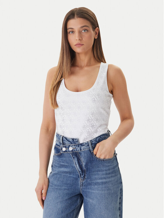 Guess Guess Felső W6GP10 K2932 Fehér Regular Fit